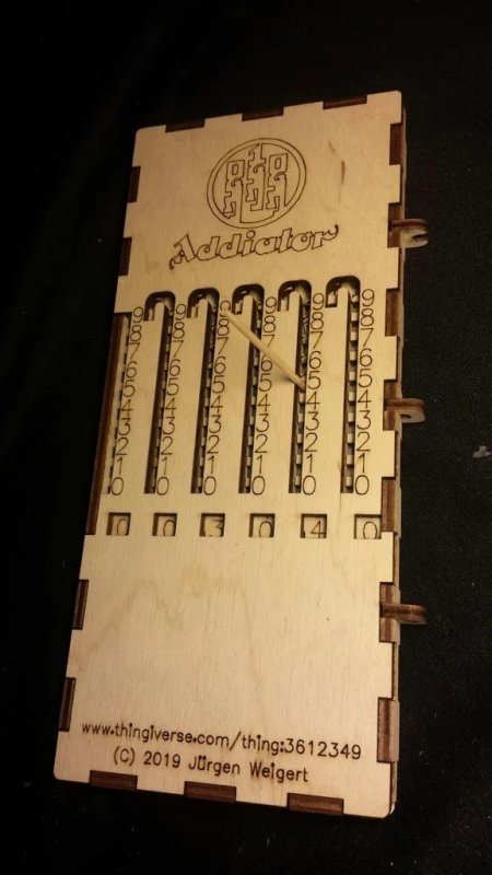 طرح ماشین حساب اسلاید جمع کننده مناسب برای استفاده در دستگاه های cnc چوب و cnc لیزر - laser cut addiator slide calculator svg file