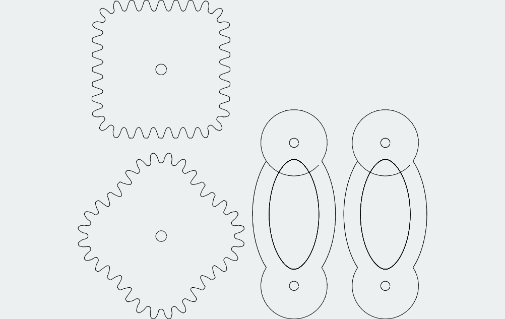 طرح چرخ دنده غیر دایره ای مناسب برای استفاده در دستگاه های cnc چوب و cnc لیزر - non circular gear dxf file