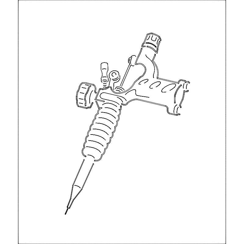 طرح دستگاه تاتو چرخشی اینچ مناسب برای استفاده در دستگاه های cnc چوب و cnc لیزر - tattoo machine rotary inches dxf file