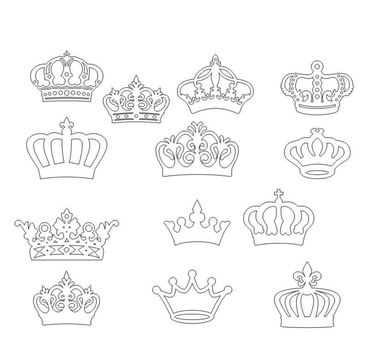 طرح مجموعه تاج‌ها، مناسب برای استفاده در دستگاه های cnc چوب و cnc لیزر - crowns set dxf file