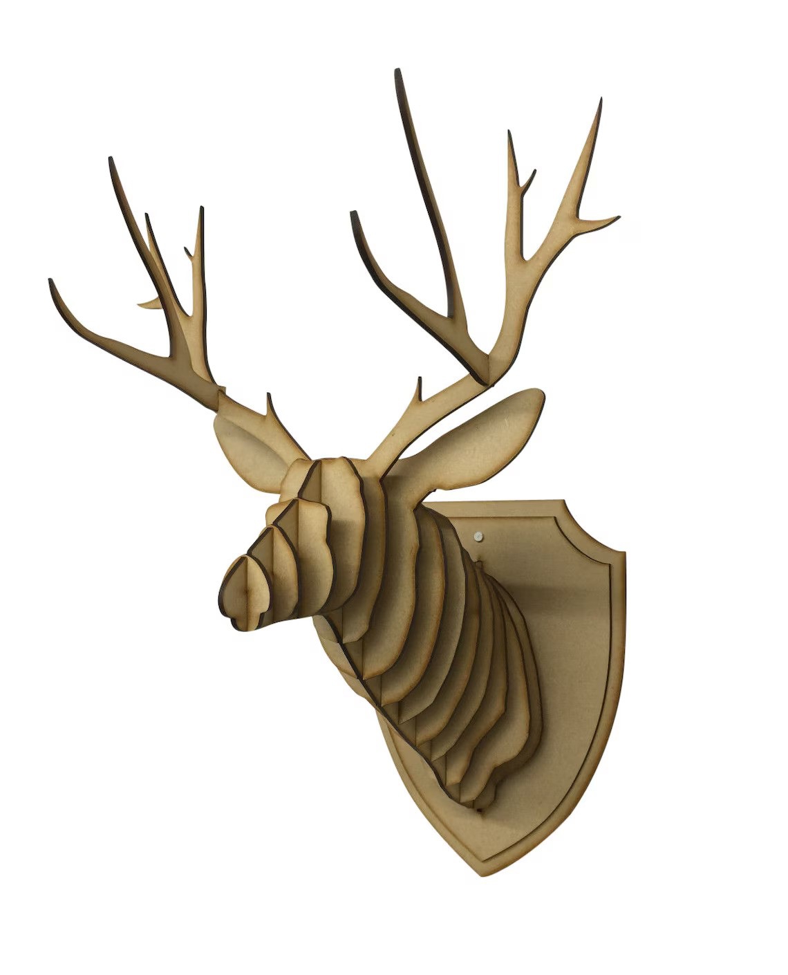 طرح دکور دیواری چوبی سر گوزن مناسب برای استفاده در دستگاه های cnc چوب و cnc لیزر - laser cut wooden deer head wall decor cdr file