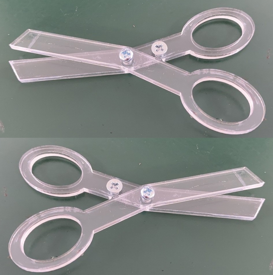 طرح قیچی اکریلیک ۳ میلی‌متری مناسب برای استفاده در دستگاه های cnc چوب و cnc لیزر - laser cut acrylic scissors 3mm svg file