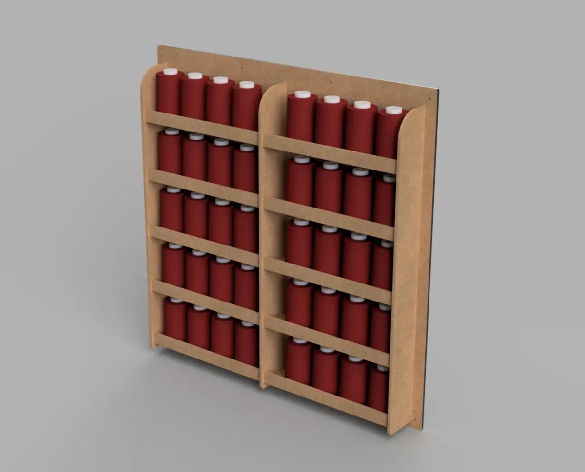 طرح قرقره نخ قفسه انبار مناسب برای استفاده در دستگاه های cnc چوب و cnc لیزر - laser cut thread spool storage rack dxf file