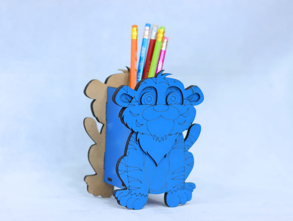طرح جا مدادی بچه گانه مناسب برای استفاده در دستگاه های cnc چوب و cnc لیزر - laser cut kids pencil holder cdr file