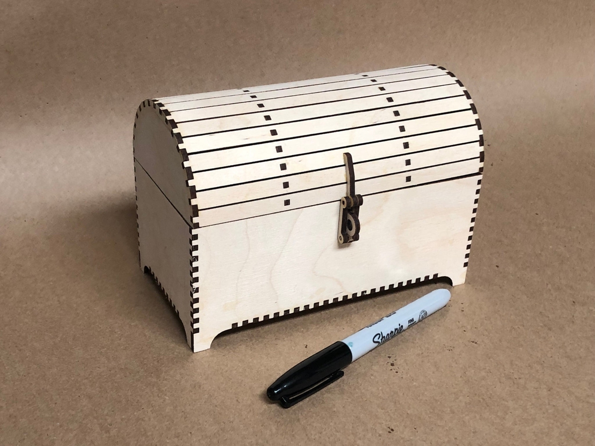 طرح جعبه گنج مناسب برای استفاده در دستگاه های cnc چوب و cnc لیزر - treasure box laser cut template dxf file