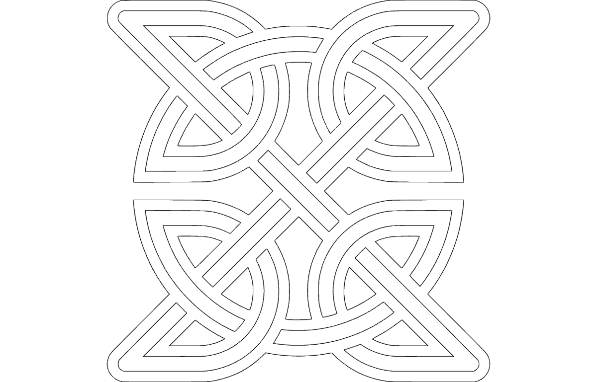 طرح گره سلتیک دایره ای داخل مربع مناسب برای استفاده در دستگاه های cnc چوب و cnc لیزر - celtic knot round inside square dxf file