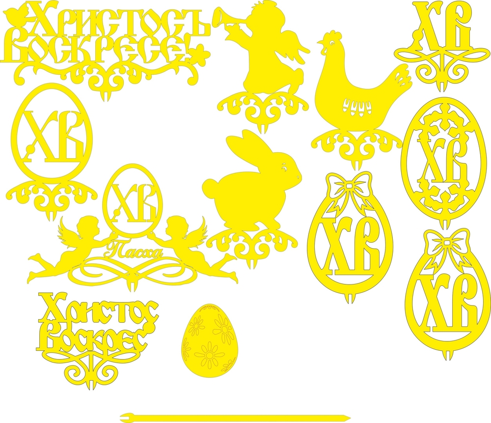 طرح رویه کیک عید پاک مناسب برای استفاده در دستگاه های cnc چوب و cnc لیزر - laser cut easter cake topper cdr file