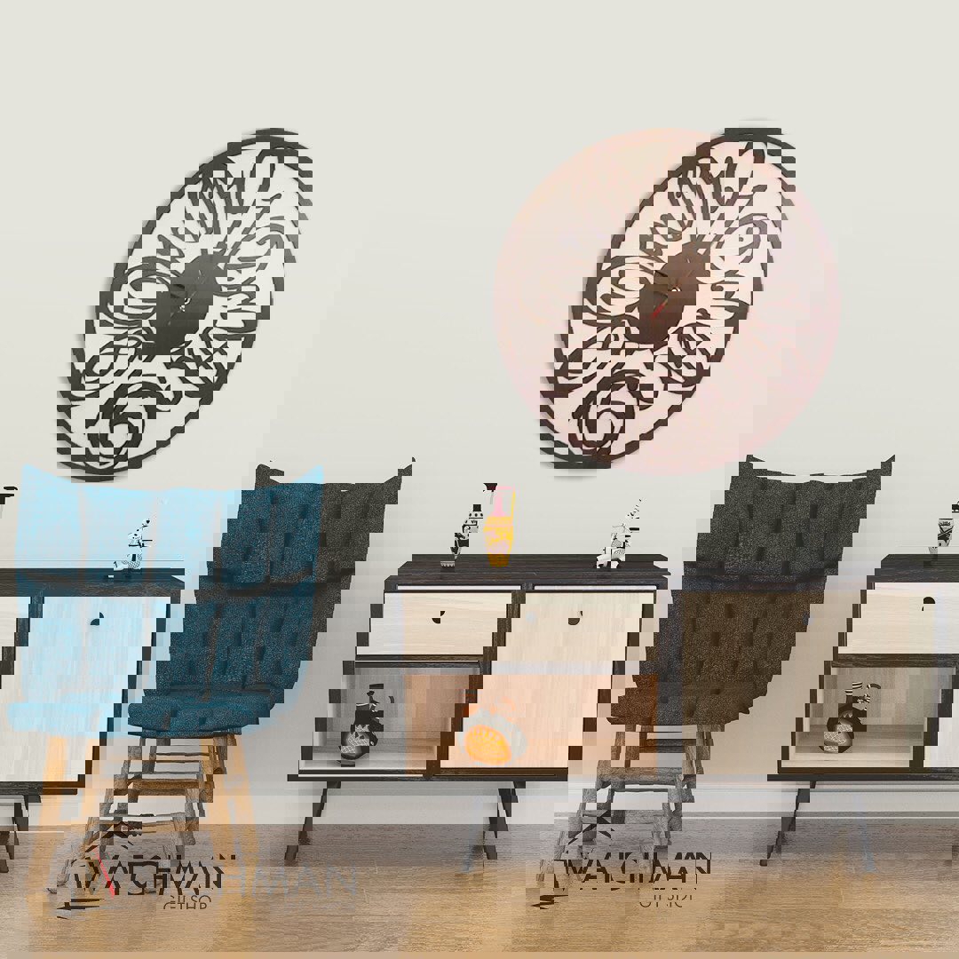 طرح ساعت تخته سه لایی مناسب برای استفاده در دستگاه های cnc چوب و cnc لیزر - laser cut clock plywood dxf file