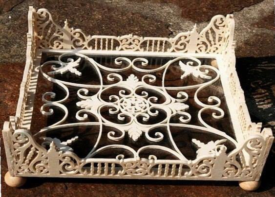 طرح قاب چوبی پایه سینی تزئینی مناسب برای استفاده در دستگاه های cnc چوب و cnc لیزر - wooden decorative frame tray stand laser cutting template cdr file