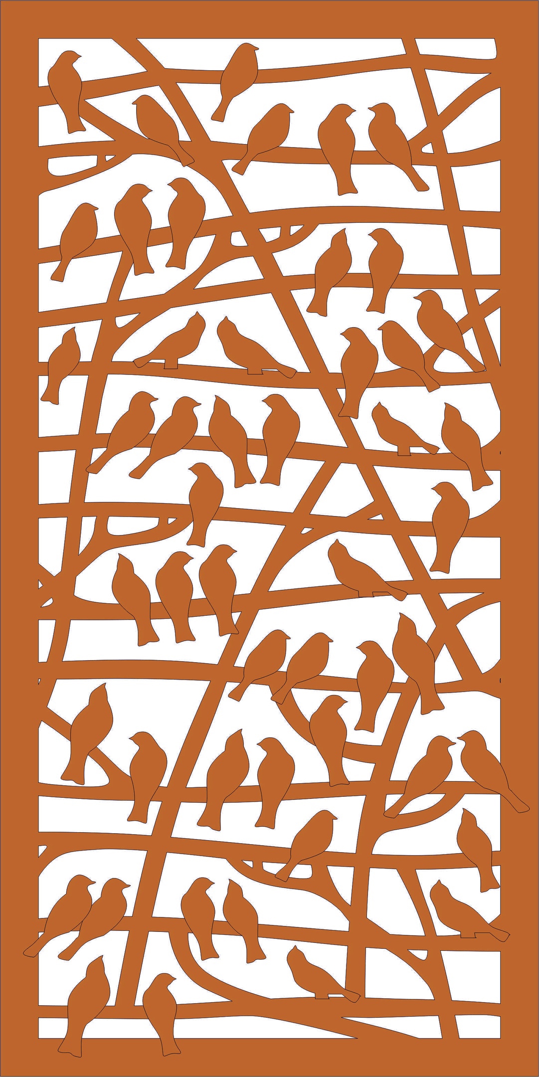 طرح پارتیشن با طرح پرندگان مناسب برای استفاده در دستگاه های cnc چوب و cnc لیزر - laser cut partition with birds pattern cdr file