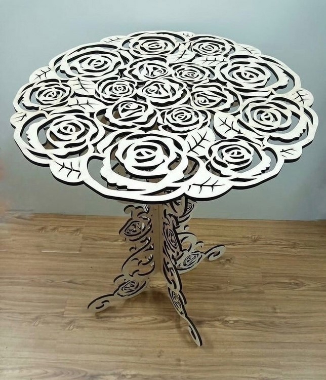 طرح گل رومیزی تزئینی مناسب برای استفاده در دستگاه های cnc چوب و cnc لیزر - laser cut decorative floral table dxf file