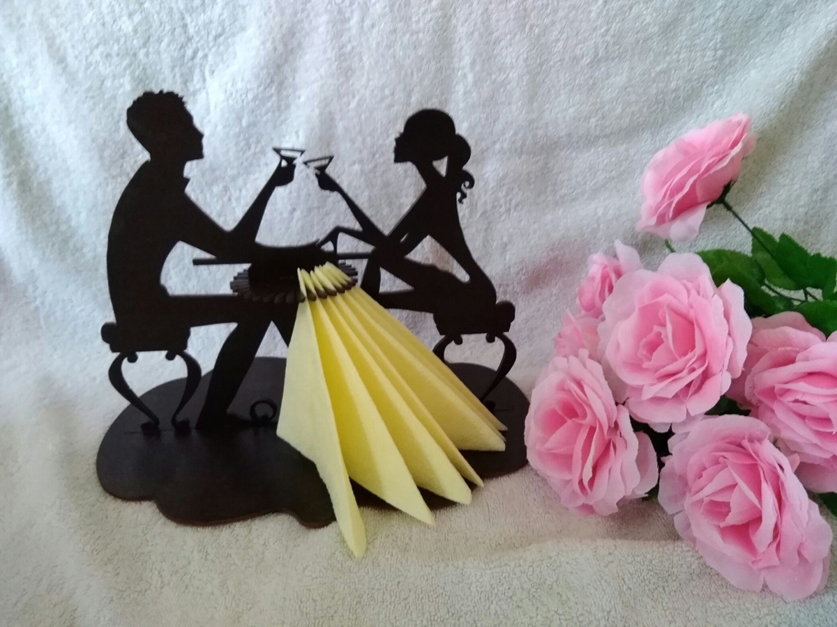 طرح جا دستمال سفره مارتینی زوج مناسب برای استفاده در دستگاه های cnc چوب و cnc لیزر - laser cut couple martini napkin holder cdr file