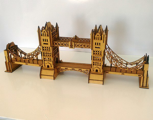 طرح پازل سه بعدی پل برج لندن با مناسب برای استفاده در دستگاه های cnc چوب و cnc لیزر - laser cut london tower bridge 3d puzzle cdr file