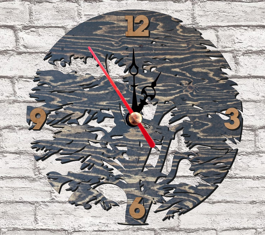 طرح فایل ساعت دیواری طرح درخت مناسب برای استفاده در دستگاه های cnc چوب و cnc لیزر - laser cut tree wall clock cdr file