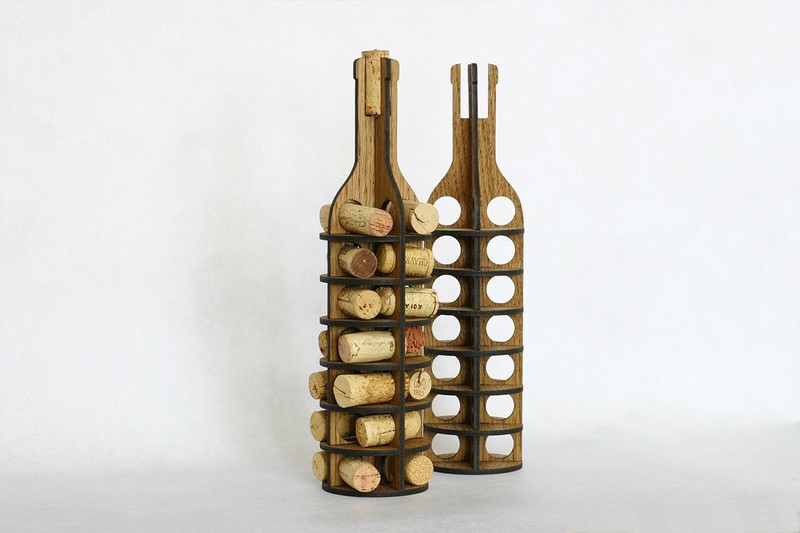 طرح جای چوب پنبه نوشابه مناسب برای استفاده در دستگاه های cnc چوب و cnc لیزر - laser cut wine cork holder cdr file