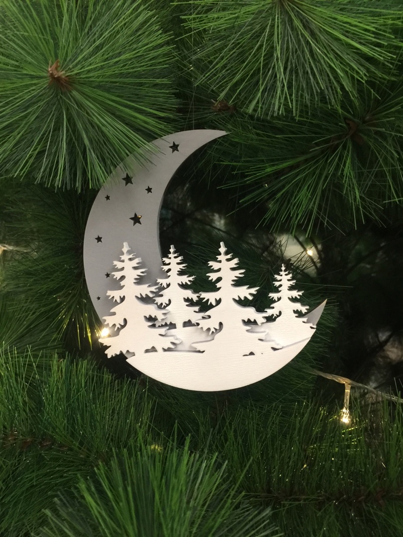 طرح ماه برای تزیین کریسمس مناسب برای استفاده در دستگاه های cnc چوب و cnc لیزر - laser cut moon christmas decoration cdr file
