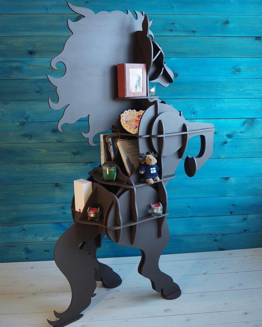 طرح قفسه اسب ۱۰ میلی‌متری مناسب برای استفاده در دستگاه های cnc چوب و cnc لیزر - laser cut horse shelf 10mm cdr file