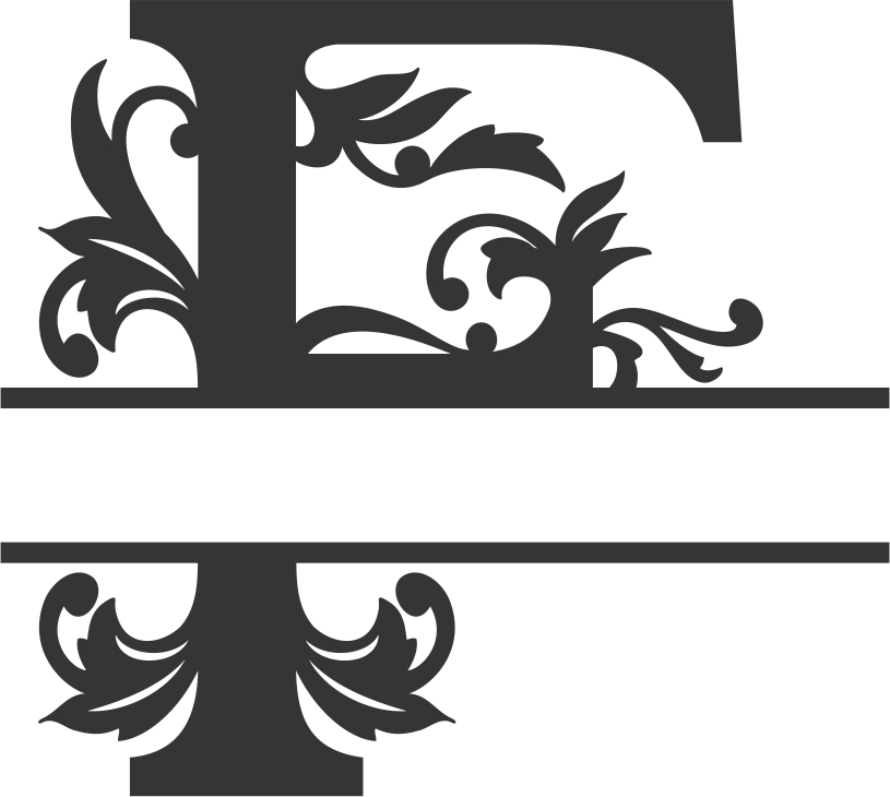 طرح فونت سلطنتی تقسیم شده f مناسب برای استفاده در دستگاه های cnc چوب و cnc لیزر - regal split font f dxf file