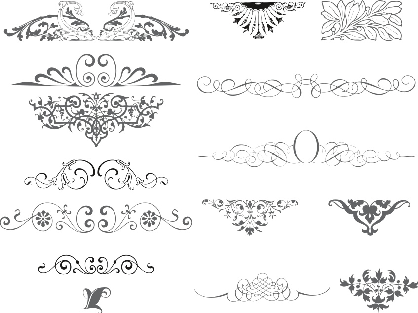 طرح فایل وکتور مجموعه تزئینات چرخشی مناسب برای استفاده در دستگاه های cnc چوب و cnc لیزر - swirl ornamental vector set cdr file