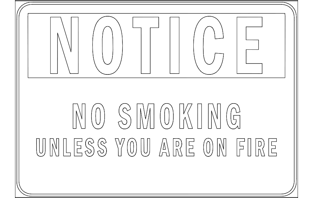 طرح سیگار کشیدن ممنوع مناسب برای استفاده در دستگاه های cnc چوب و cnc لیزر - notice no smoking dxf file