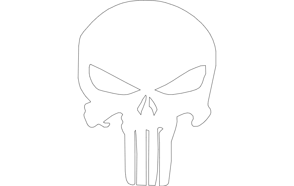 طرح اسکلت مجازاتگر مناسب برای استفاده در دستگاه های cnc چوب و cnc لیزر - the punisher skull silhouette dxf file