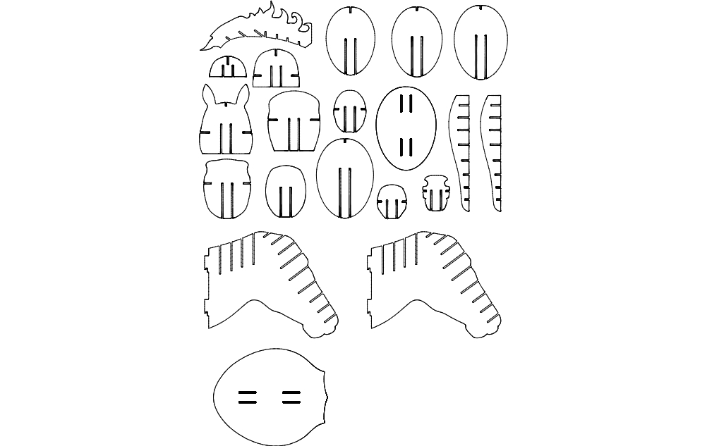 طرح پازل سه بعدی کن مناسب برای استفاده در دستگاه های cnc چوب و cnc لیزر - kon 3d puzzle dxf file