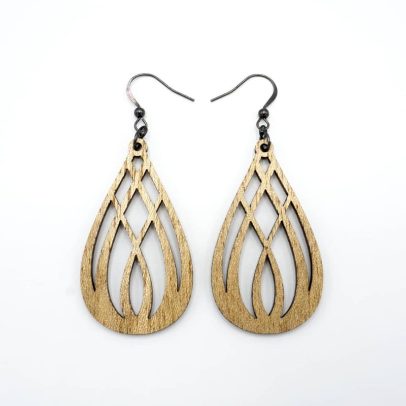طرح گوشواره‌های چوبی اشکی مناسب برای استفاده در دستگاه های cnc چوب و cnc لیزر - laser cut teardrop wooden earrings