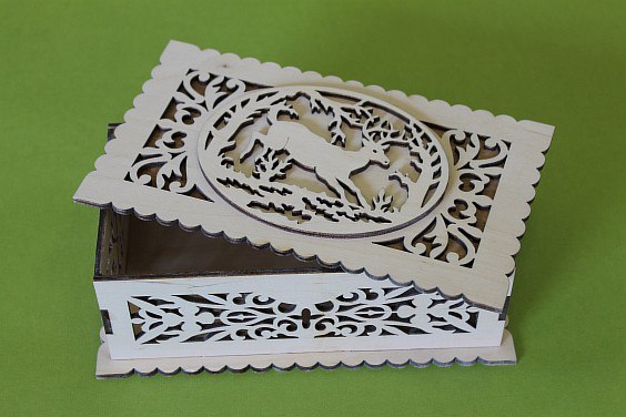 طرح فایل سی دی آر shkatulka s olenem chertezh مناسب برای استفاده در دستگاه های cnc چوب و cnc لیزر - shkatulka s olenem chertezh cdr file