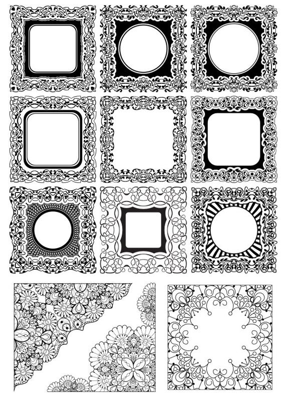 طرح فایل وکتور قاب مربعی تزئینی مناسب برای استفاده در دستگاه های cnc چوب و cnc لیزر - square frame ornamental vectors cdr file