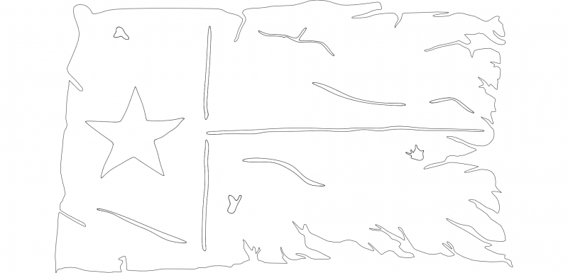طرح پرچم تگزاس پاره پاره مناسب برای استفاده در دستگاه های cnc چوب و cnc لیزر - tatteredtexasflag dxf file