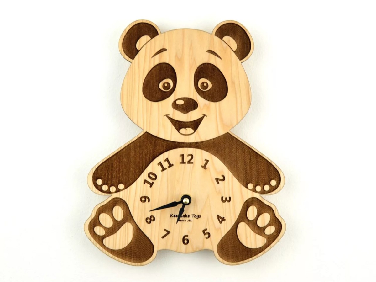 طرح پازل سه بعدی ساعت پاندا مناسب برای استفاده در دستگاه های cnc چوب و cnc لیزر - panda clock 3d puzzle laser cut cdr file