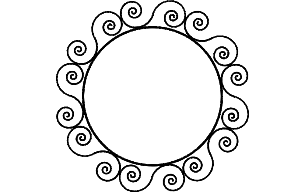 طرح قاب گرد آهنی مناسب برای استفاده در دستگاه های cnc چوب و cnc لیزر - ironwork round frame dxf file
