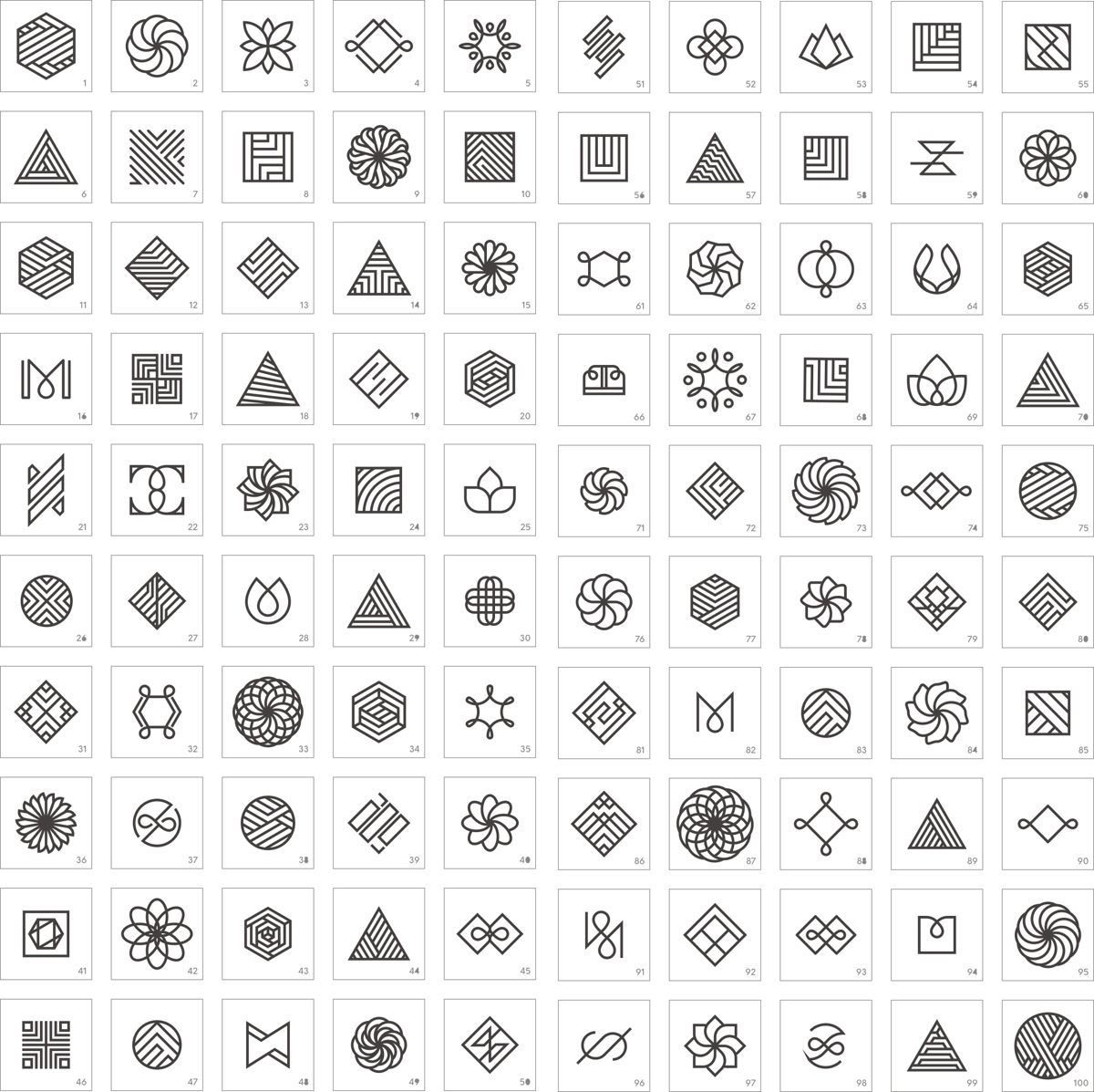 طرح مجموعه لوگوهای آماده هندسی مناسب برای استفاده در دستگاه های cnc چوب و cnc لیزر - geometric premade logo set cdr file
