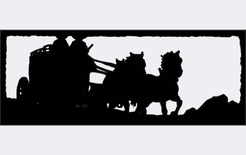 طرح کالسکه طرح دو اسب مناسب برای استفاده در دستگاه های cnc چوب و cnc لیزر - two up horse drawn stagecoach dxf file