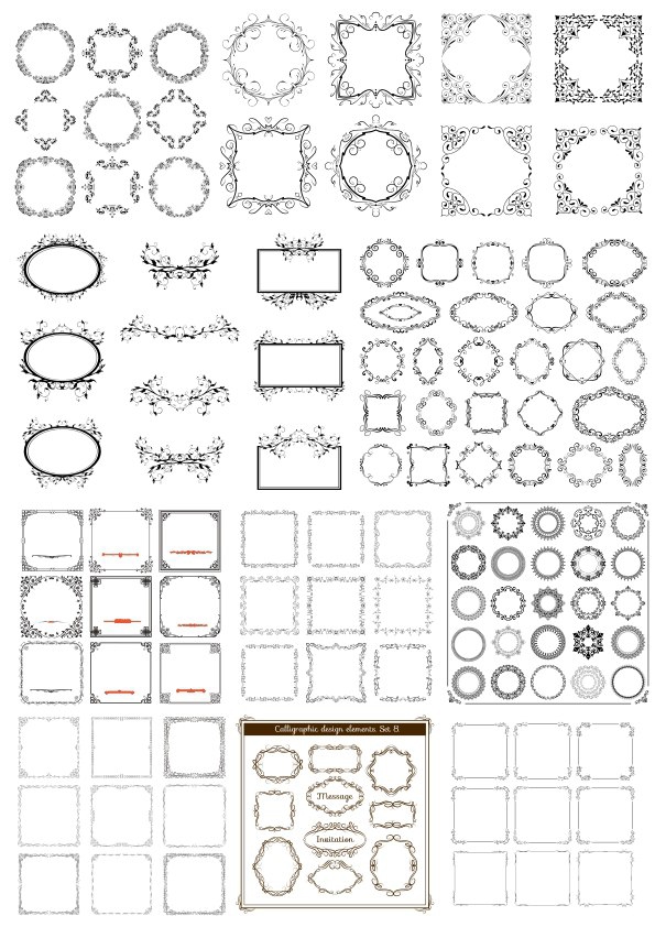 طرح فایل کورل cdr با طرح وکتور قاب عکس مناسب برای استفاده در دستگاه های cnc چوب و cnc لیزر - decor frame vector set cdr file