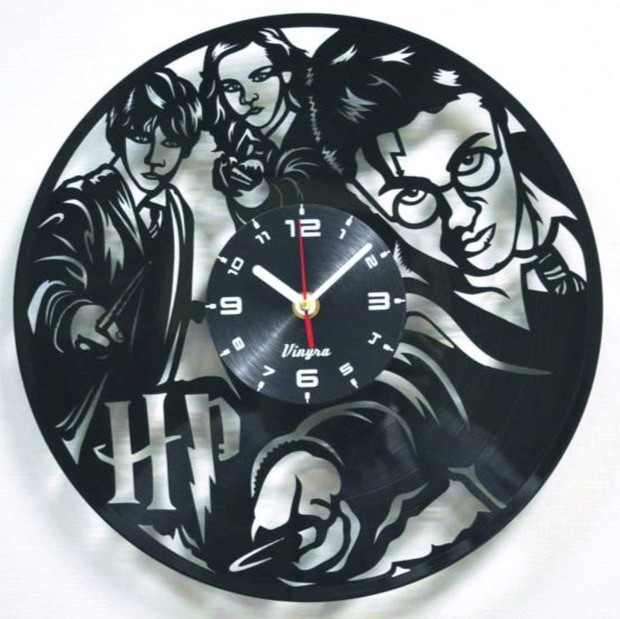 طرح ساعت دیواری وینیل هری پاتر مناسب برای استفاده در دستگاه های cnc چوب و cnc لیزر - laser cut harry potter vinyl record wall clock cdr file