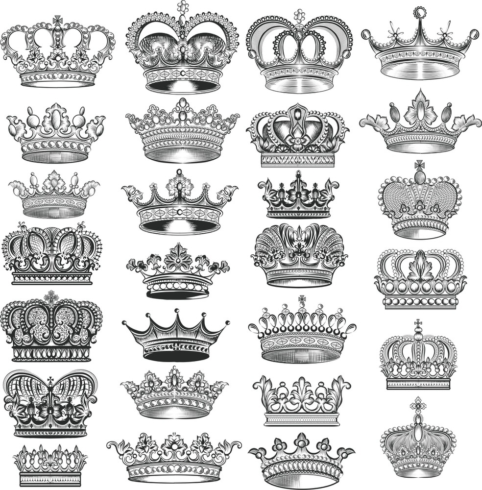 طرح مجموعه وکتور تاج‌ها، مناسب برای استفاده در دستگاه های cnc چوب و cnc لیزر - crowns vector set cdr file