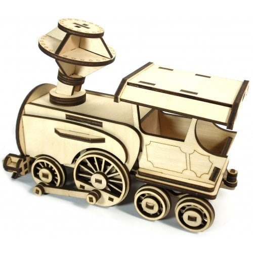 طرح موتور لوکوموتیو قطار بخار چوبی مناسب برای استفاده در دستگاه های cnc چوب و cnc لیزر - laser cut wooden steam train locomotive engine cdr file