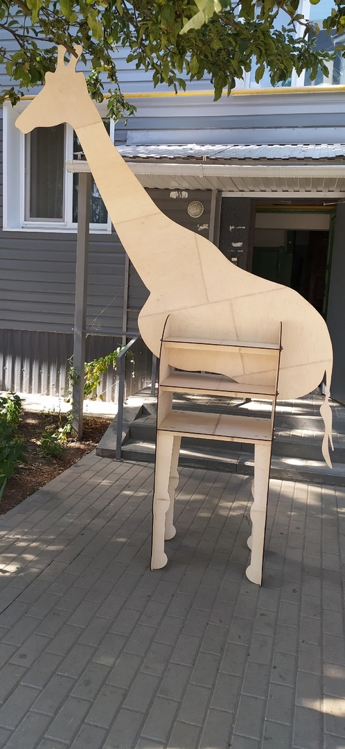 طرح قفسه زرافه، قفسه کتاب اسباب بازی زرافه بچه گانه، مناسب برای استفاده در دستگاه های cnc چوب و cnc لیزر - laser cut giraffe shelf giraffe kids toy book shelf cdr file