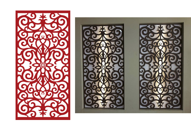طرح وکتور صفحه نمایش گل بدون درز مناسب برای استفاده در دستگاه های cnc چوب و cnc لیزر - seamless floral screen vector dxf file