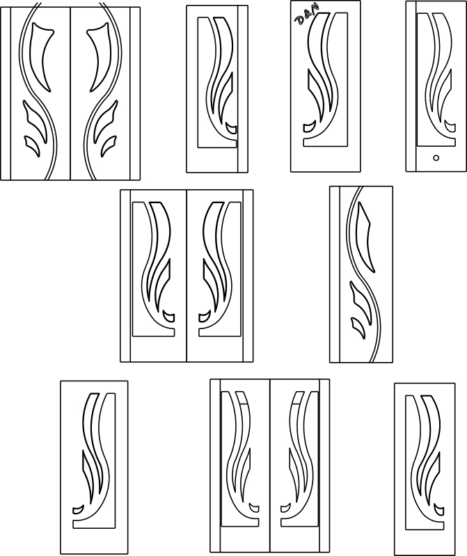 طرح درب داخلی مناسب برای استفاده در دستگاه های cnc چوب و cnc لیزر - interior door designs dxf file