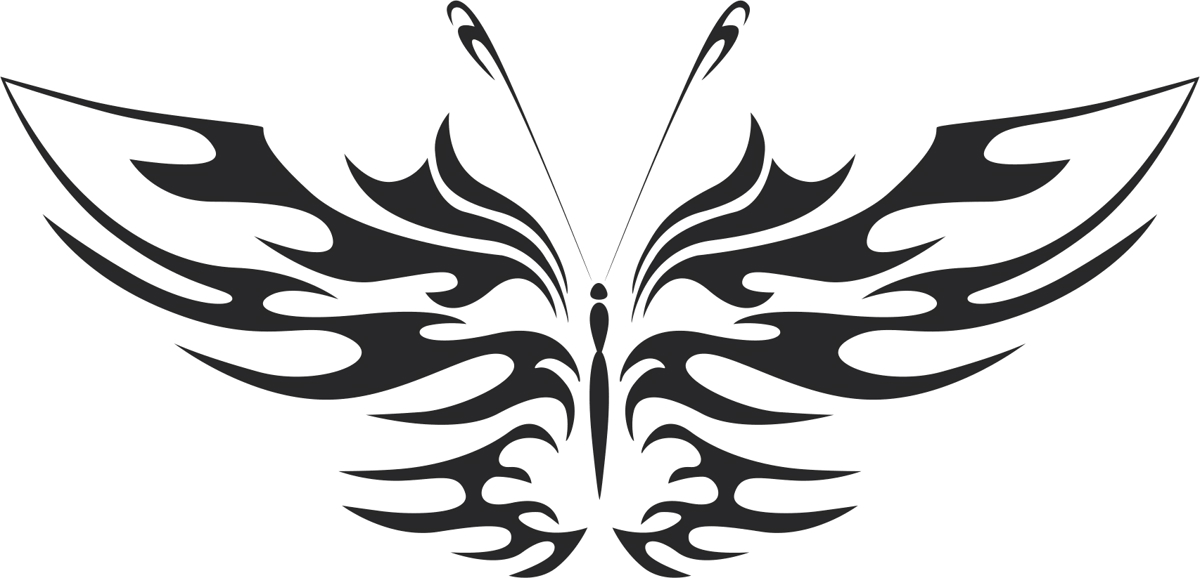 طرح تاتو قبیله ای پروانه مناسب برای استفاده در دستگاه های cnc چوب و cnc لیزر - tattoo tribal butterfly vector art dxf file