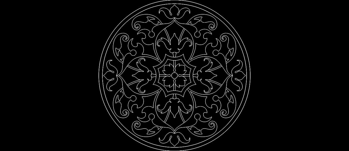 طرح گل گرد مناسب برای استفاده در دستگاه های cnc چوب و cnc لیزر - floral round design dxf file