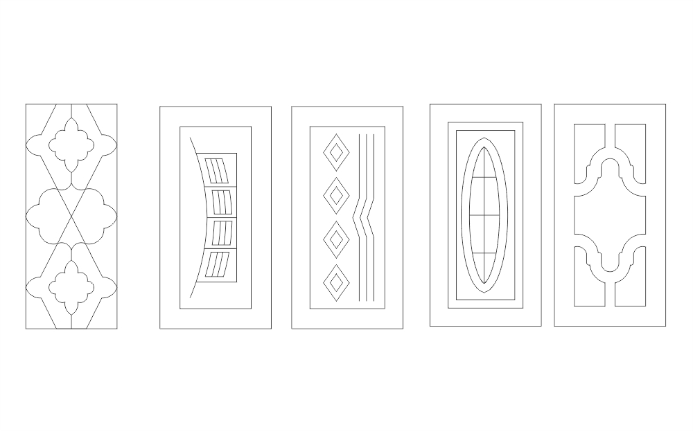 طرح وکتور درب ها مناسب برای استفاده در دستگاه های cnc چوب و cnc لیزر - doors vectors dxf file