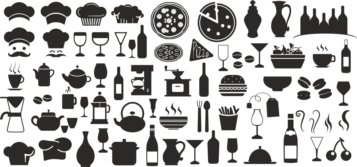 طرح مجموعه آیکون‌های غذا مناسب برای استفاده در دستگاه های cnc چوب و cnc لیزر - food icons set cdr file