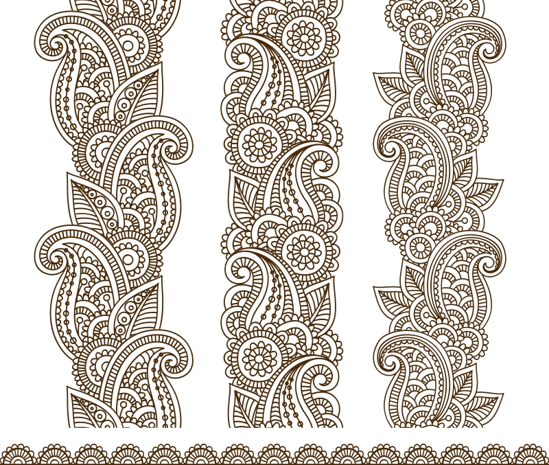 طرح های وکتوری حاشیه حنابندان مناسب برای استفاده در دستگاه های cnc چوب و cnc لیزر - mehndi border designs vector art cdr file