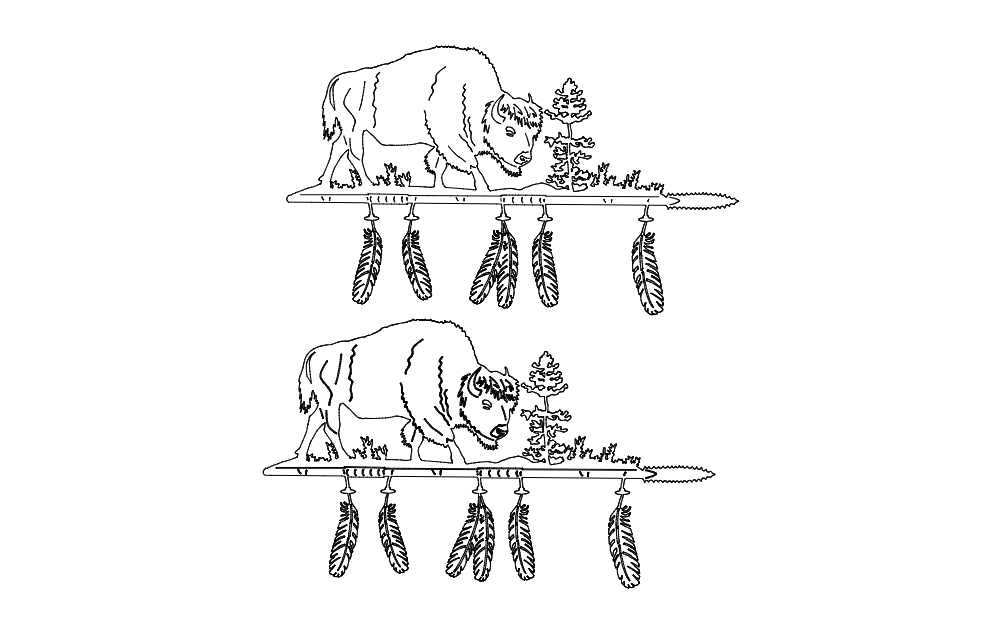 طرح نیزه بوفالو مناسب برای استفاده در دستگاه های cnc چوب و cnc لیزر - buffalo spear dxf file