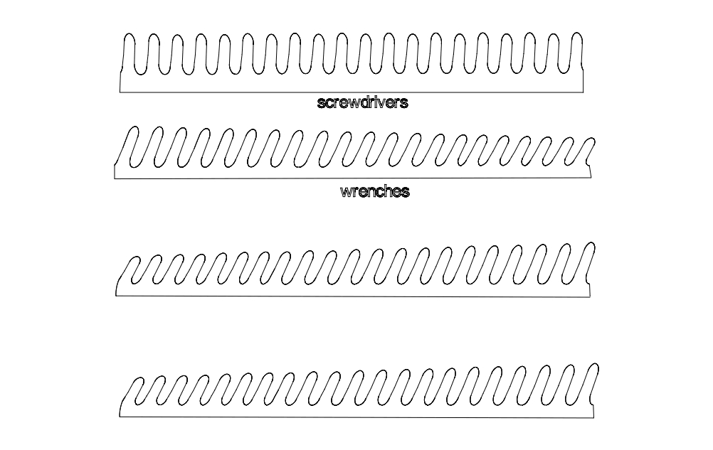 طرح جا آچاری مناسب برای استفاده در دستگاه های cnc چوب و cnc لیزر - wrench rack dxf file