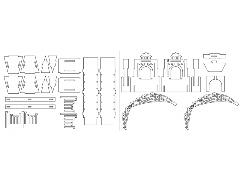 طرح پل برج teil2 مناسب برای استفاده در دستگاه های cnc چوب و cnc لیزر - tower bridge teil2 dxf file