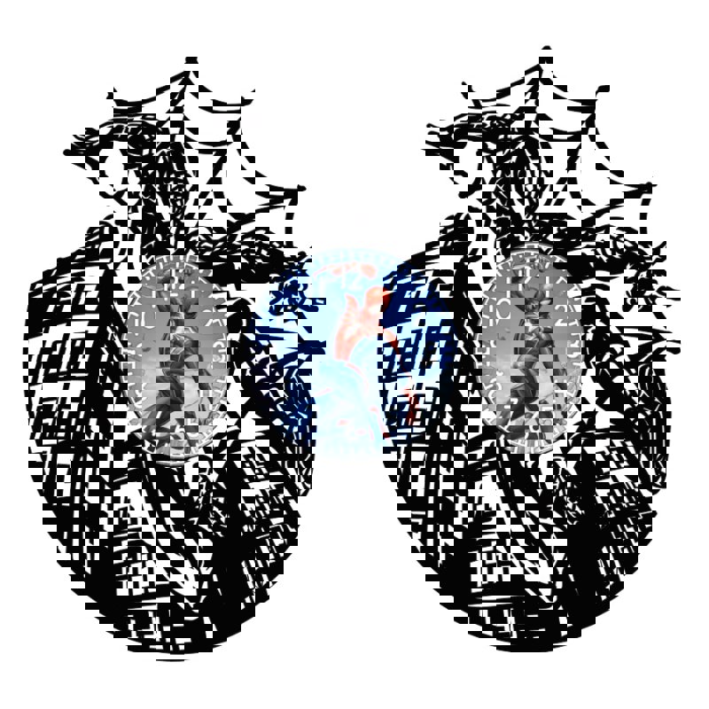 طرح ساعت وینیل مرد عنکبوتی مناسب برای استفاده در دستگاه های cnc چوب و cnc لیزر - laser cut spiderman vinyl record clock